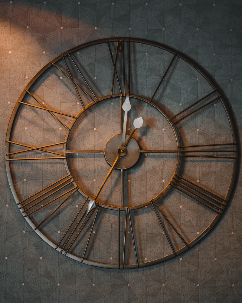 The clock and warm lighting